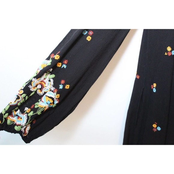 Free People Oxford Black Embroidered Swing Dress Gauzy Cutout Size Small H14117 - Picture 10 of 12